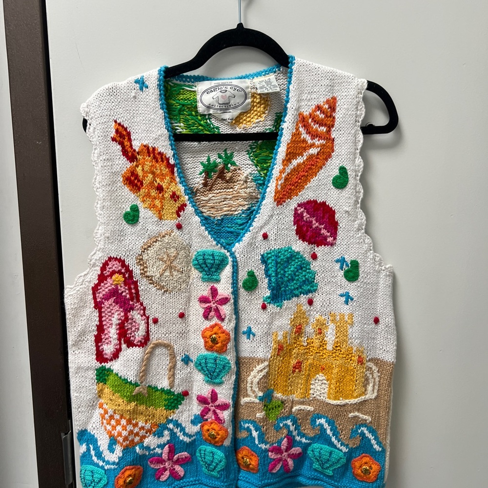 Colorful Knit Beach-Themed Vest